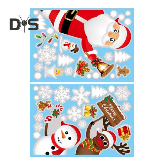 2/4 Pcs Christmas Stickers Santa Claus Snowflake Reindeer Xmas Decals Waterproof Festive Decor Stickers for Windows Glass