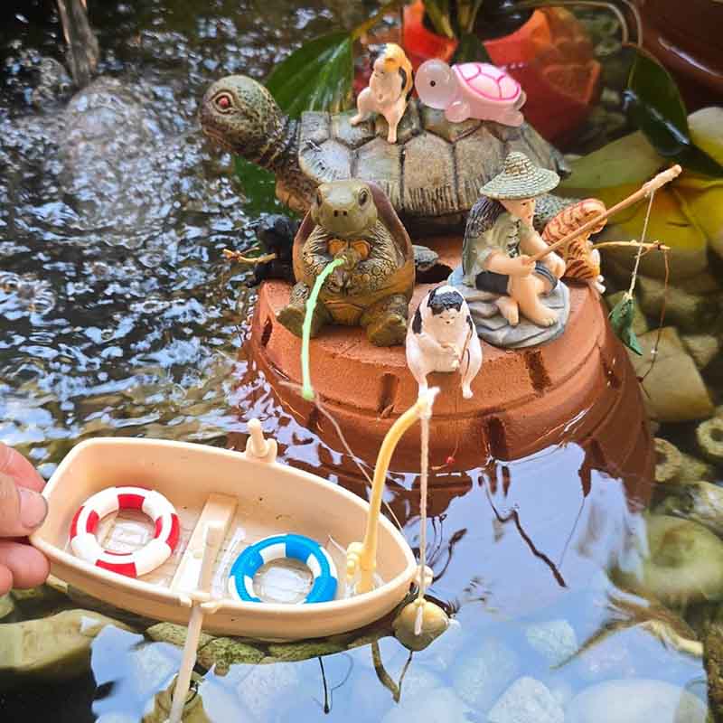 Mini Simulation Small Boat Fishing Boat Model Fish Tank Decor Diy Fishing Boat Miniature Landscape Simulation Toys For Children