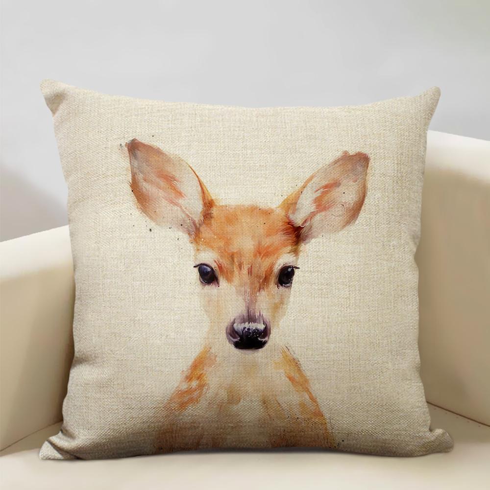 Портрет животного Медведь Лев Тигр Олень Наволочка Декор дома Льняная наволочка 45x45см Наволочка для диванной подушки Детский подарок