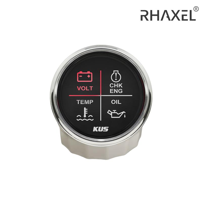 KUS 4 LED Alarm Gauge Meter Volt Water Temp Oil Pressure CHK ENG 2"(52mm) 9-32V with Backlight