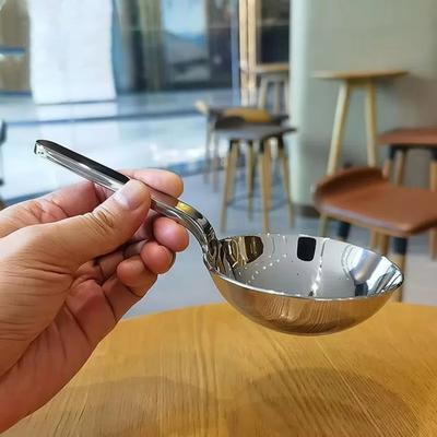 Короткая ручка Большая круглая ложка Нержавеющая сталь Ложка для рамена, бульона Кухонная утварь
