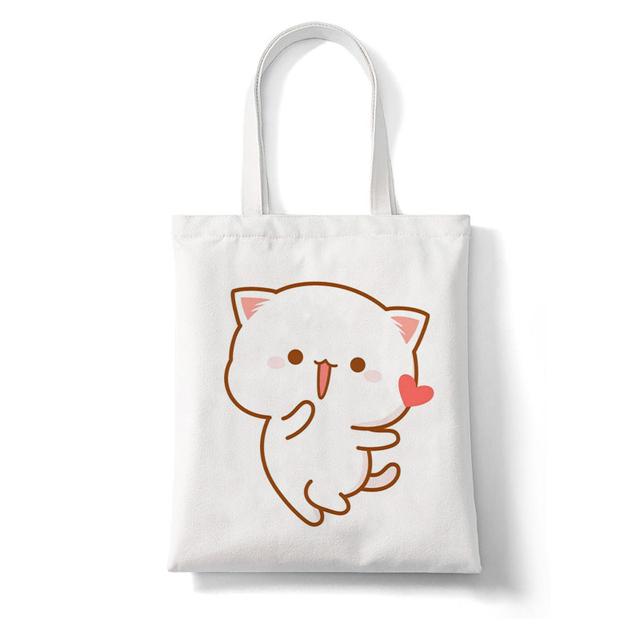 Kawaii Cats Cute Animal Fashion Shopper Bag High Capacity Canvas Bags Women Tote Bag Handbags Casual Girl Shoulder Bag For Girls