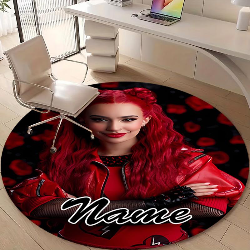 Personalized Descendants The Rise of Red Round Chair Office Rug - Perfect for Mat, Office Chair & More - Ideal Gift for Birthdays and Holidays