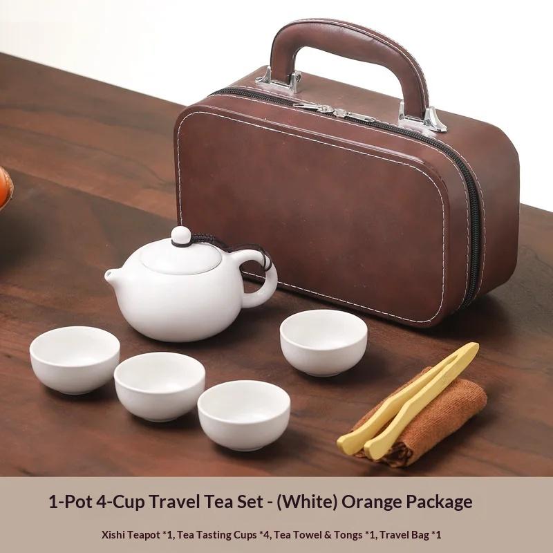 Portable Ceramic Kung Fu Tea Set with Kuaike Cup Travel Outdoor Camping Art Tea Set Business Gift with Storage Box