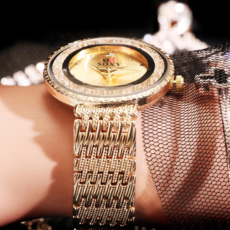 Роскошные женские кварцевые часы с ремешком из нержавеющей стали