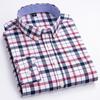 100% Cotton Men's Oxford Shirts Long Sleeve Casual Plaid Soft Regular Fit Formal Dress Shirt Social Blouse Male Clothes 7XL 6XL
