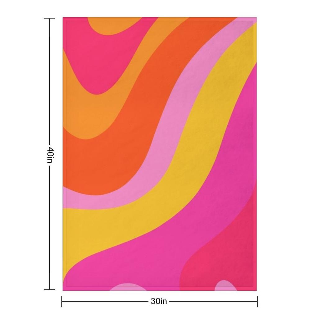 Ретро 70-х Розовые и Оранжевые Завитки Плед Дизайнеры На Заказ Многоцелевые Термоодеяла Для Путешествий