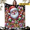 1pc Santa Claus Flannel Blanket - Soft & Warm 280gsm All-Season Cozy Throw with Cute Candy Cane & Gingerbread Print, Red/Green Christmas Design for Be