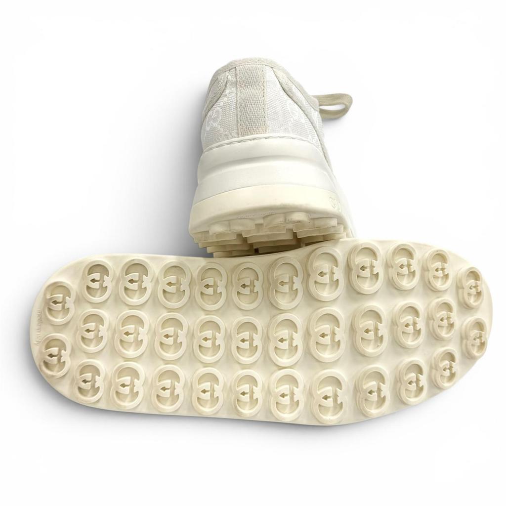 Great GUCCI sneakers tennis 1977 Platform with logo white GG canvas 36.5 746767 Used