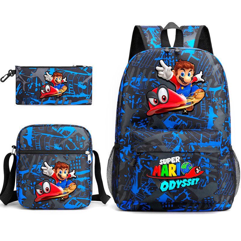Starry Sky Backpack, Pencil Case, Shoulder Bag Three-Piece Set, Canvas School Bag 16