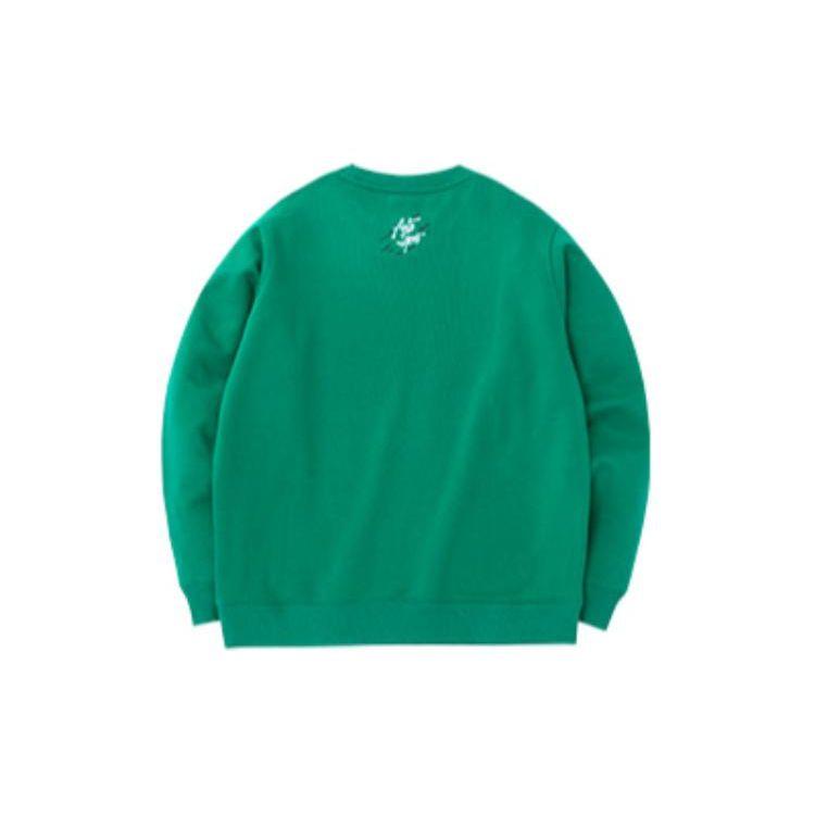 Anta Life Series Сплошной цветной принт с надписью Толстовка с длинными рукавами на флисовой подкладке Топы унисекс Леопард-зеленый 172248769-2