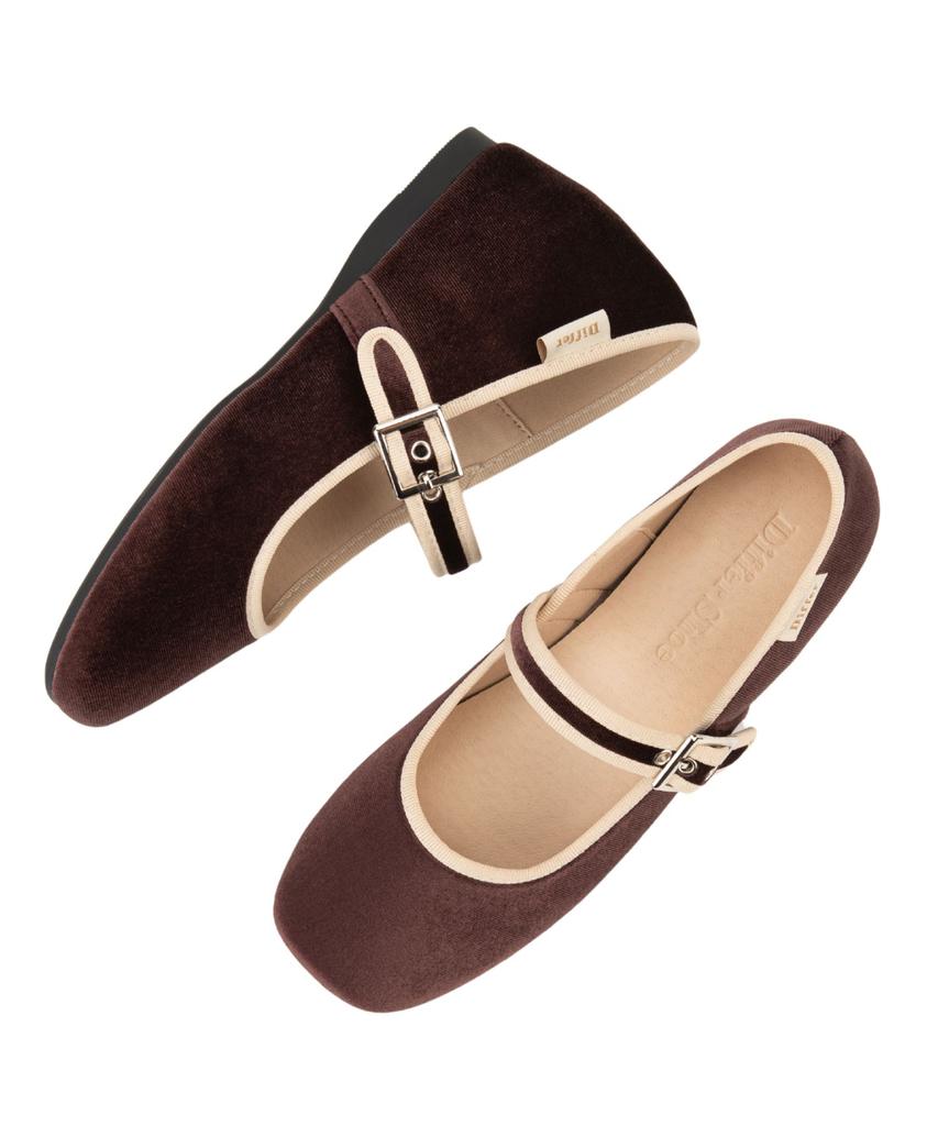 Туфли Differshoe Belline Квадратный Мэри Джейн 5 см [Коричневый]