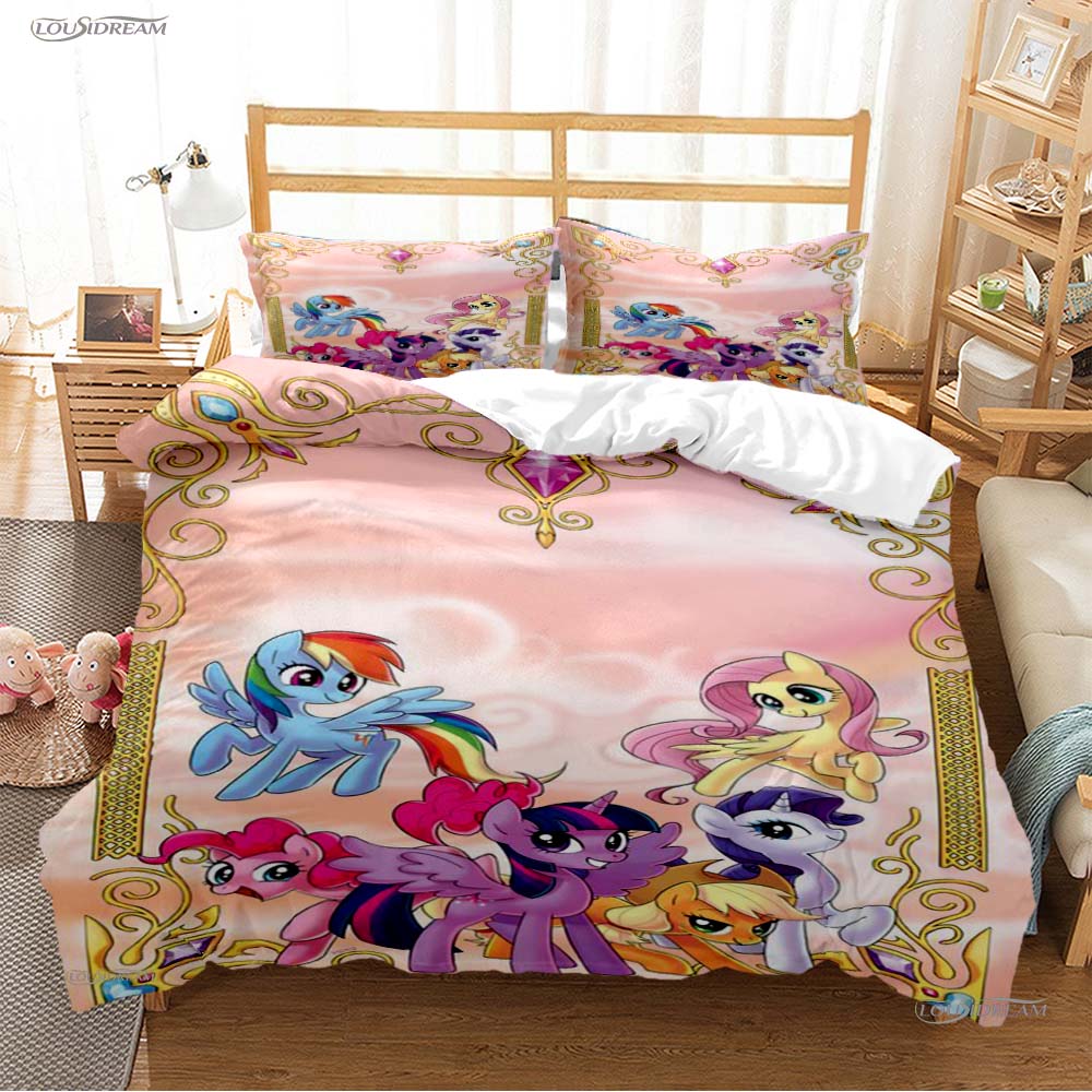 My Little Pony Мультфильм Всесезонное Постельное Белье Пододеяльник Одеяло Комплекты Постельного Белья Мягкое Покрытие для Одеяла и Наволочки Односпальное/Двуспальное/Евро/King