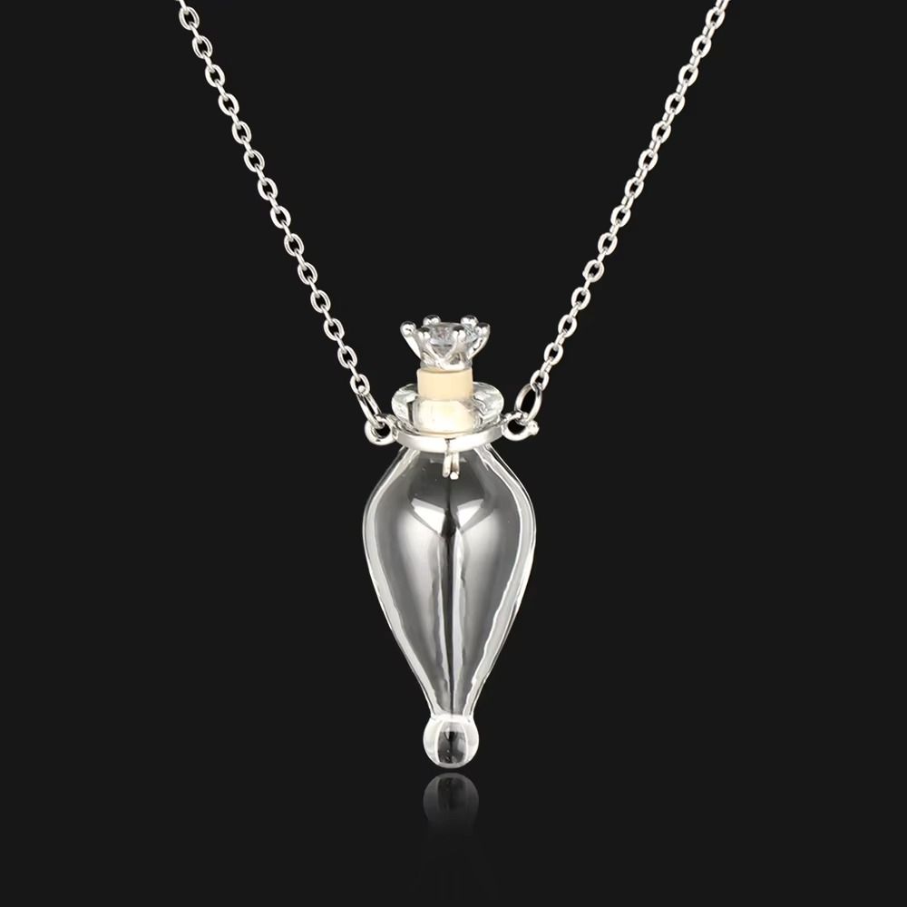 Transparent Openable Necklace Water Drop Mini Bottles Necklace Glaze Vial Pendant Keepsake