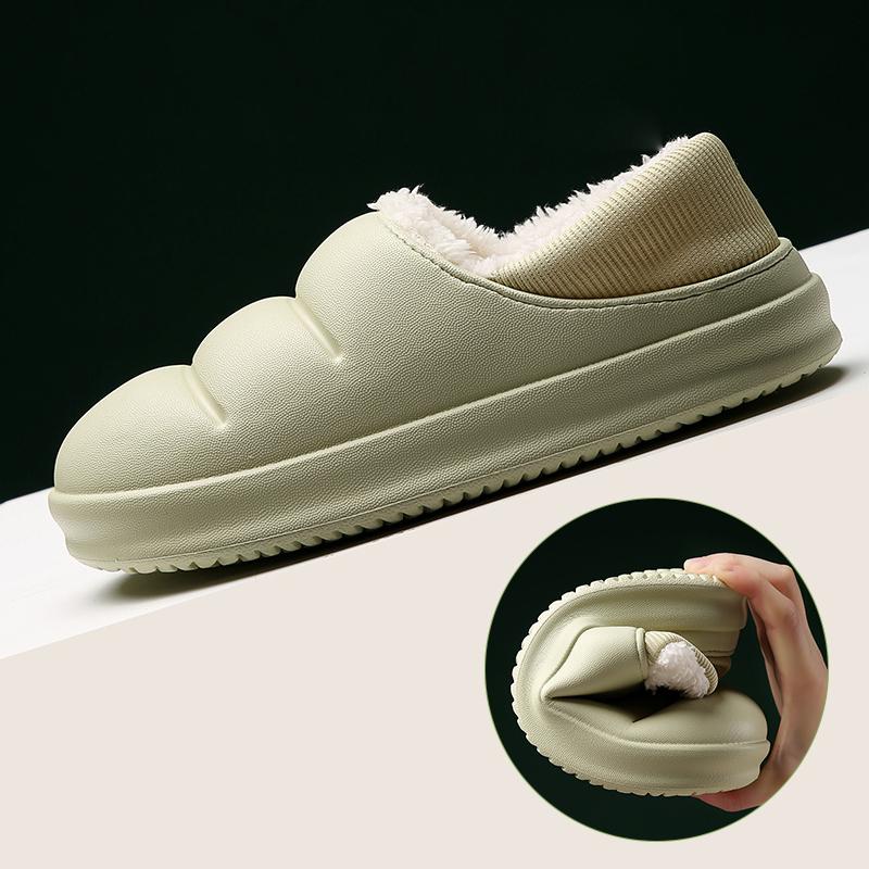 Зимние теплые плюшевые тапочки для мужчин и женщин, пуховые хлопковые туфли, домашняя непромокаемая ткань, большой размер, унисекс, лучшие тапочки для дома