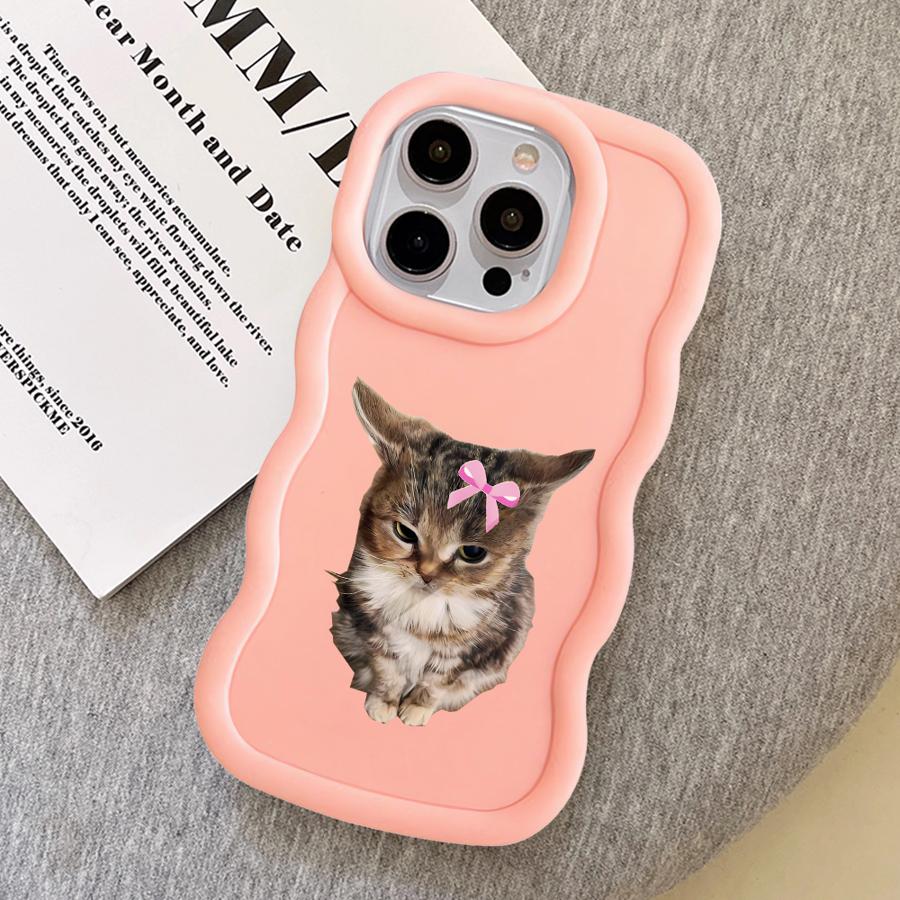 Чехол-футляр 'Злой кот с бантом' для iPhone 15 Plus 12 16 Pro Max 8 11 XR 14 13 17 Air Soft Чехол для телефона