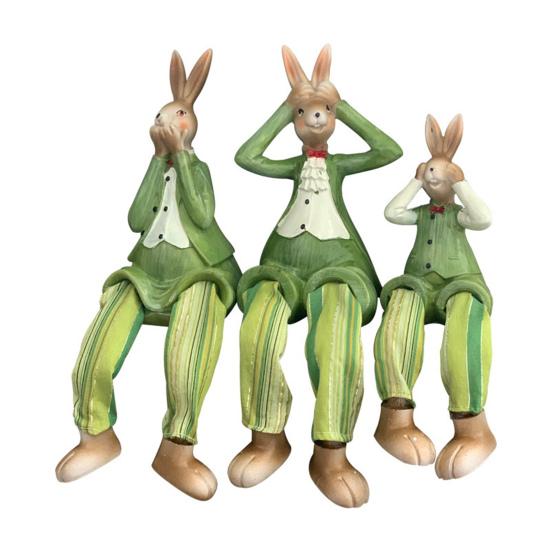 3Pcs Rabbit Sculpture Eye-catching Decorative Wear Resistant Modern Purple Green Easter Rabbit Figurine Decor Home Supplies