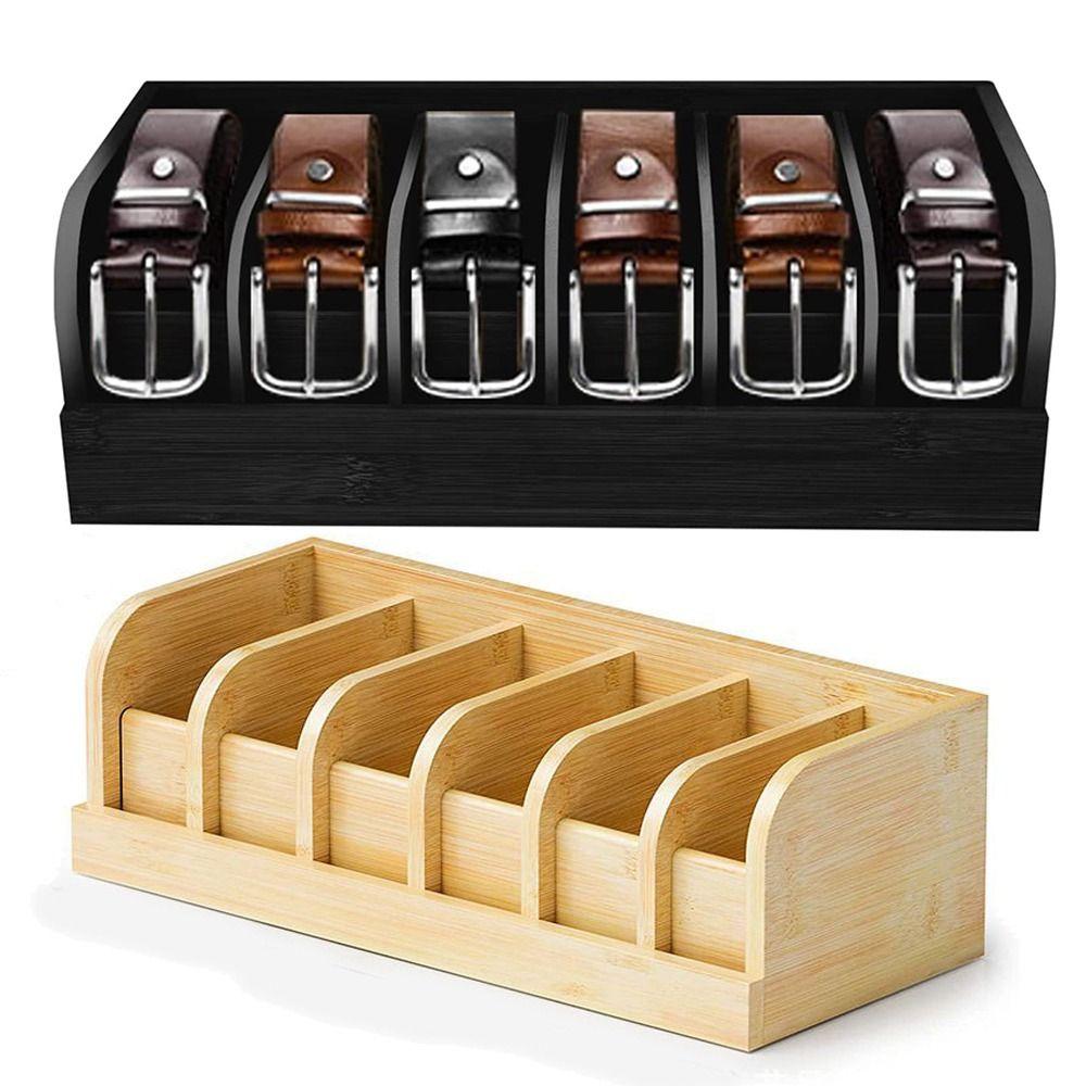 Natural Bamboo Belt Storage Box Save Space Belt Display Rack Purse Storage Holder Women