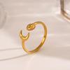 Exquisite Sun And Star Open Ring Unisex Wedding Zircon Stainless Steel Stackable Couple Rings Fashion Accessories