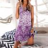 Женское мини-платье без рукавов в стиле бохо с круглым вырезом и принтом, короткое платье-майка, летнее повседневное пляжное свободное платье-сарафан