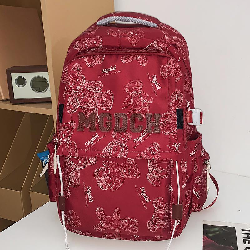 School Bag College Student Girl High School Student Burgundy Male Backpack Junior High School Student Elementary School Student
