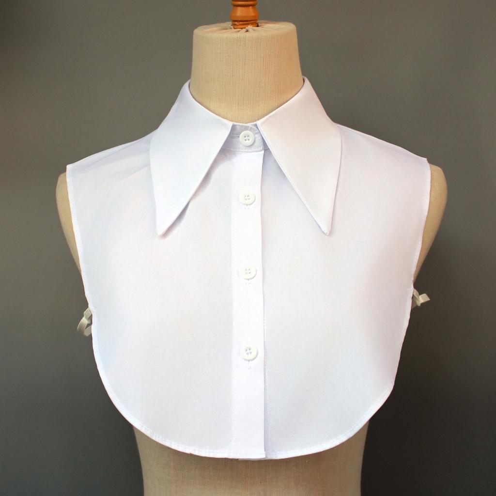 1 Unisex Cotton-Blend Big Lapel Detachable Shirt-Style Collar – New Professional Design, All-Season Layering Accessory