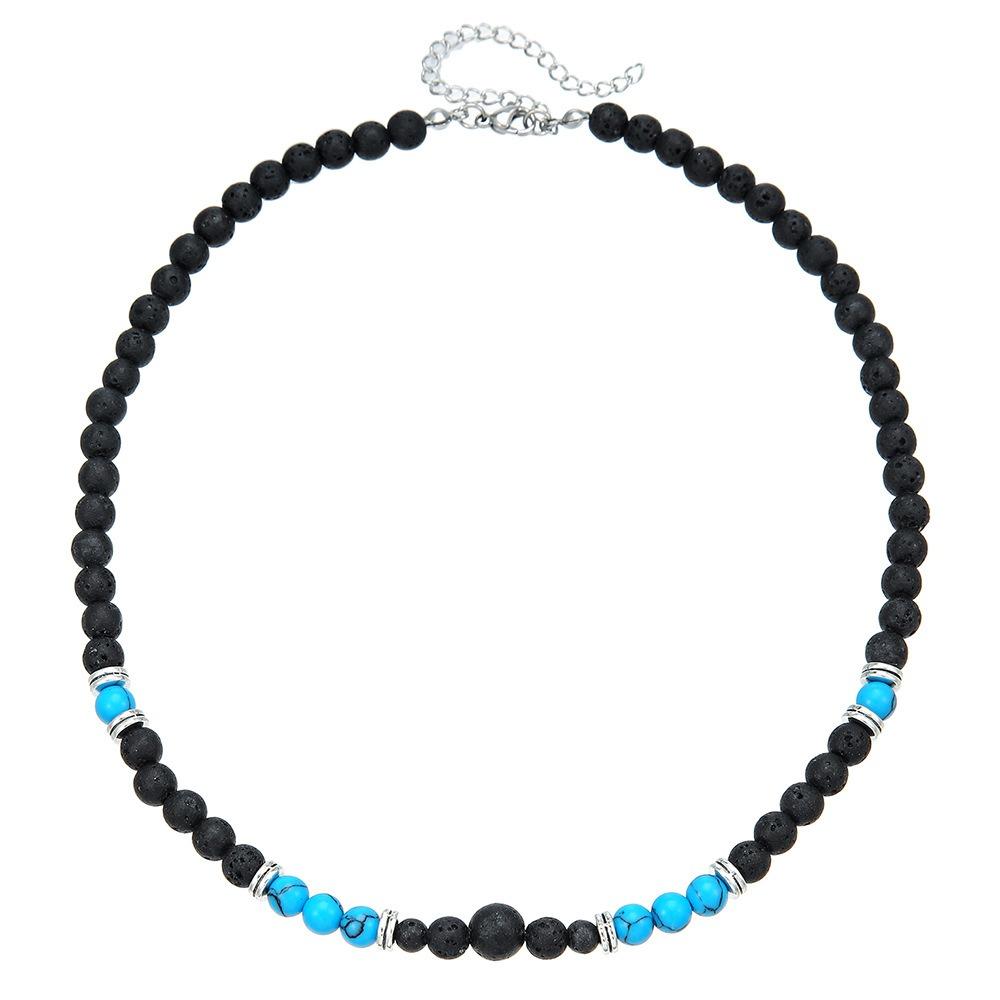 Текстурное ожерелье из бусин, ожерелье в стиле вестерн кантри с черными бусинами, бирюзовое ожерелье, мужское, мужское