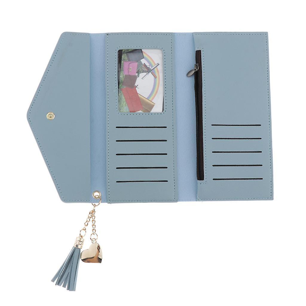 Women's Pu Leather Card Holder Purse Elegant Clutch Wallet Blue