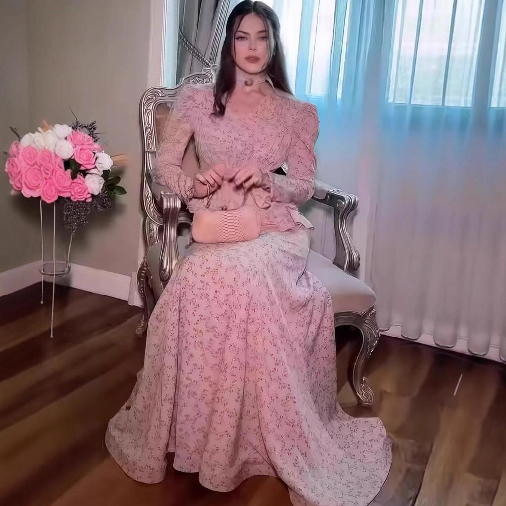 2025 Европейский и американский летний принт, утягивающий пояс для похудения, платье-рубашка