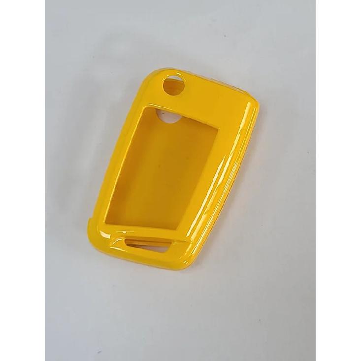 Hard Plastic Keyless Remote Key Fob Flip Key Protection Case Cover (Gloss Yellow) For VW Volkswagen Golf MK7
