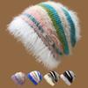 New Winter Dopamine Color Striped Wool Hat for Women Fashion Warm Face Showing Small Knitted Pile Hat