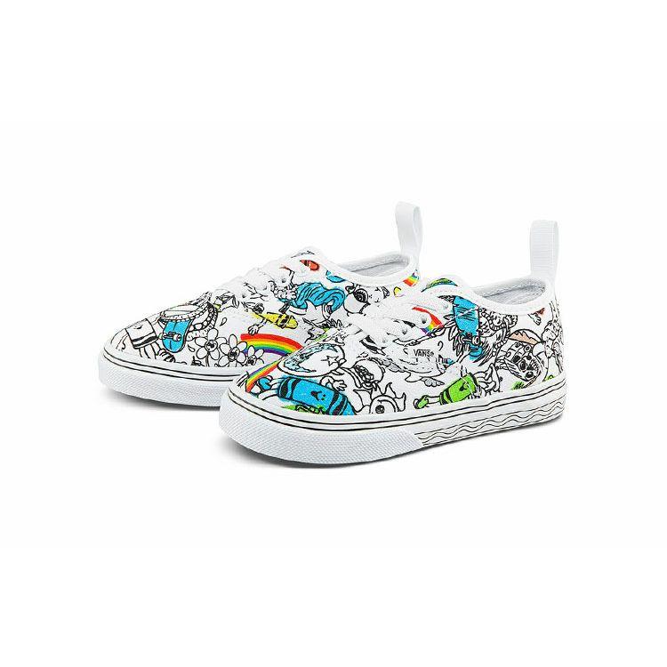 Crayola X Vans Authentic Elastic Lace Toddler Sketch Your Way Baby Sneakers White Multi-Color VN0A34A1ARE