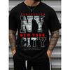 Европейские размеры Мужская футболка NY Perfection Tee - Черная с коротким рукавом, с круглым вырезом, Повседневная рубашка с минималистичным принтом логотипа NY, Всесезонная, Удобная