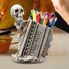 Resin Crafts Halloween Skull Pen Holder Funny Skeleton Toothbrush Holder  Home Desktop Decoration