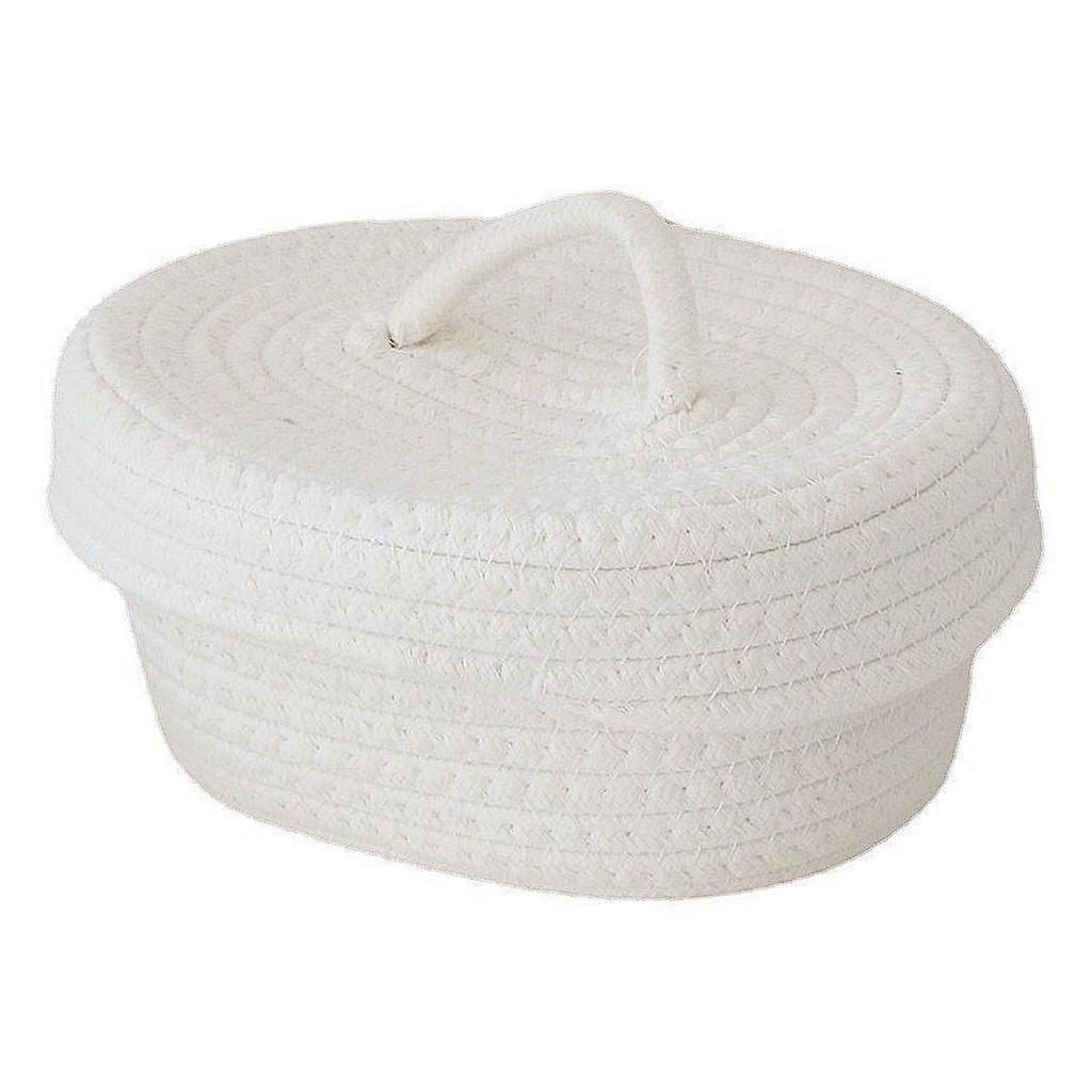 Настольный ящик для хранения с крышкой, корзина для хранения из хлопка ручной работы, для косметики, мелочей, закусок, спиц