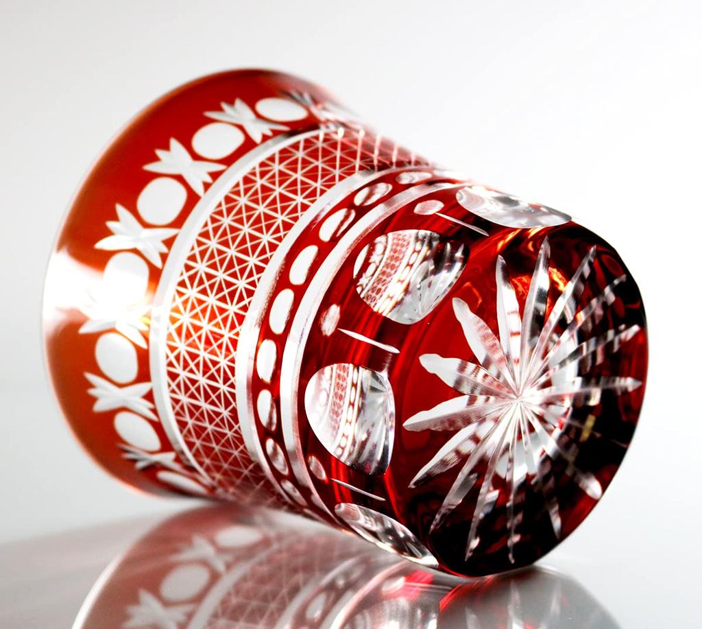 GREEM MARKET Изделия ручной работы с деревянной коробкой Изделия из стекла Стекло Кирико Чашка Стекло Шочу Стекло Кирико Номер продукта GMS00726 (красный)