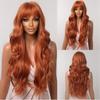 HENRY MARGU Red Ginger Copper Yellow Synthetic Wig for Women Long Curly Wave Wigs with Bangs Cosplay Party Heat Resistant Hair