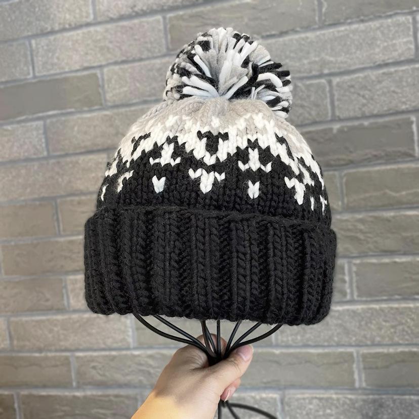 Цветная шапка-помпон женская осенне-зимняя универсальная теплая вязаная шапка милая шапка-купол с защитой ушей пуловер зимняя