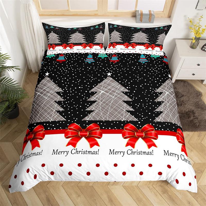 Комплект постельного белья «Веселая рождественская елка» Красный комплект пододеяльника Рождественская снежинка с блестками Покрывало Микрофибра Полуторный Кинг Покрывало