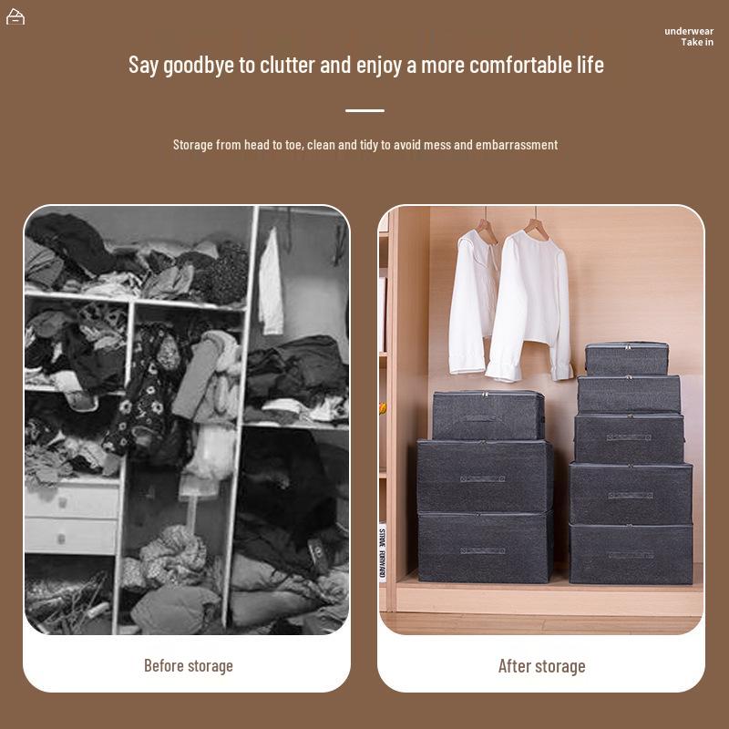 Box Capacity Foldable Large Storage With Soft Lid Portable Organizer For Household And Document Storage