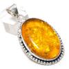 Natural Baltic Amber Gemstone 925 Sterling Silver Jewelry Pendant 2.17" U0g52