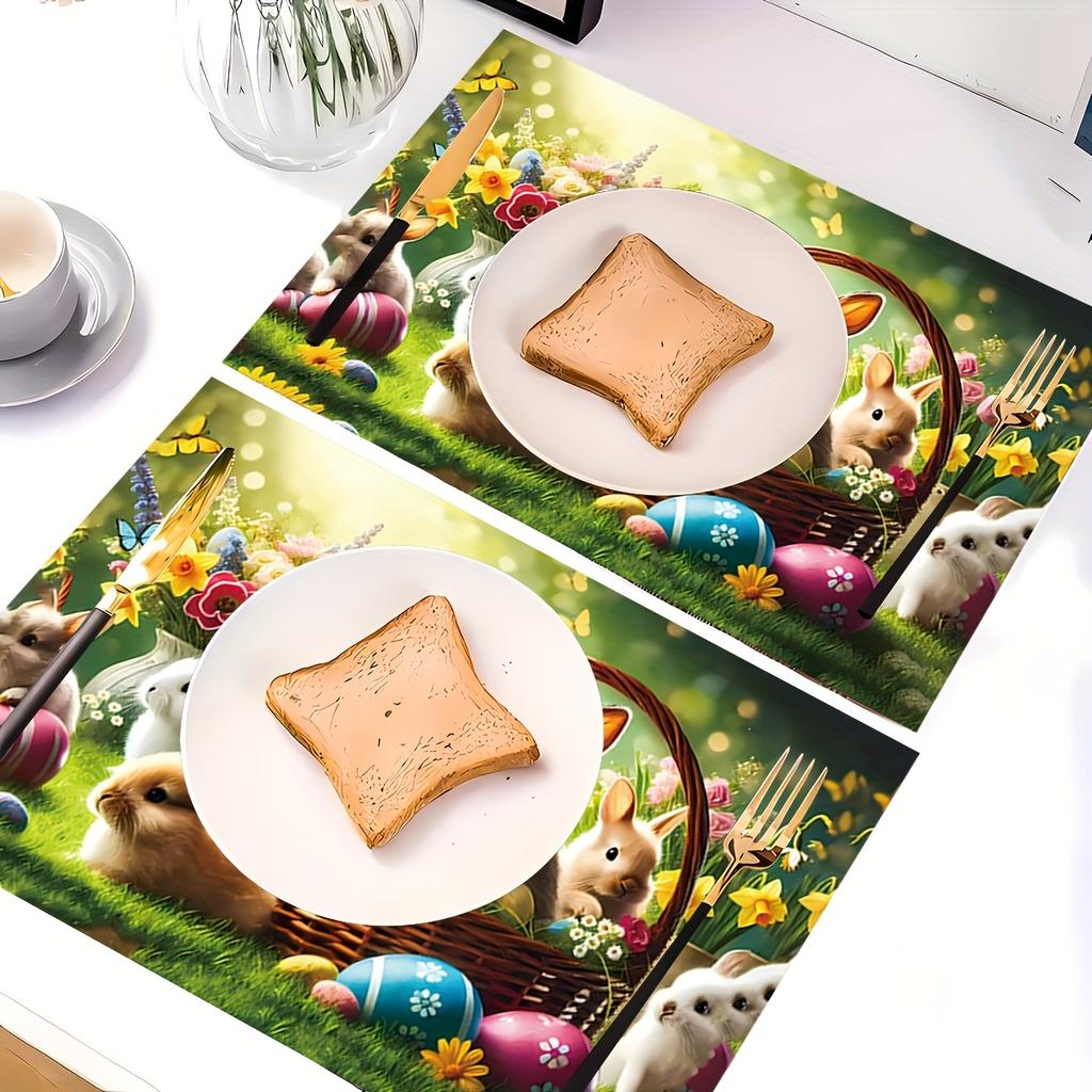 4 шт. салфетки под тарелки на Пасху, Размер 45*30 см/18*12 дюймов, Подходят для семейных встреч, Обедов в помещении, Кухни, Вечеринок, Кемпинга и Праздничного декора стола
