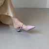 Модные сексуальные туфли-лодочки с острым носком и ремешком на пятке для женщин 2025 Новые летние лакированные туфли на тонком высоком каблуке Женские классические однотонные офисные туфли