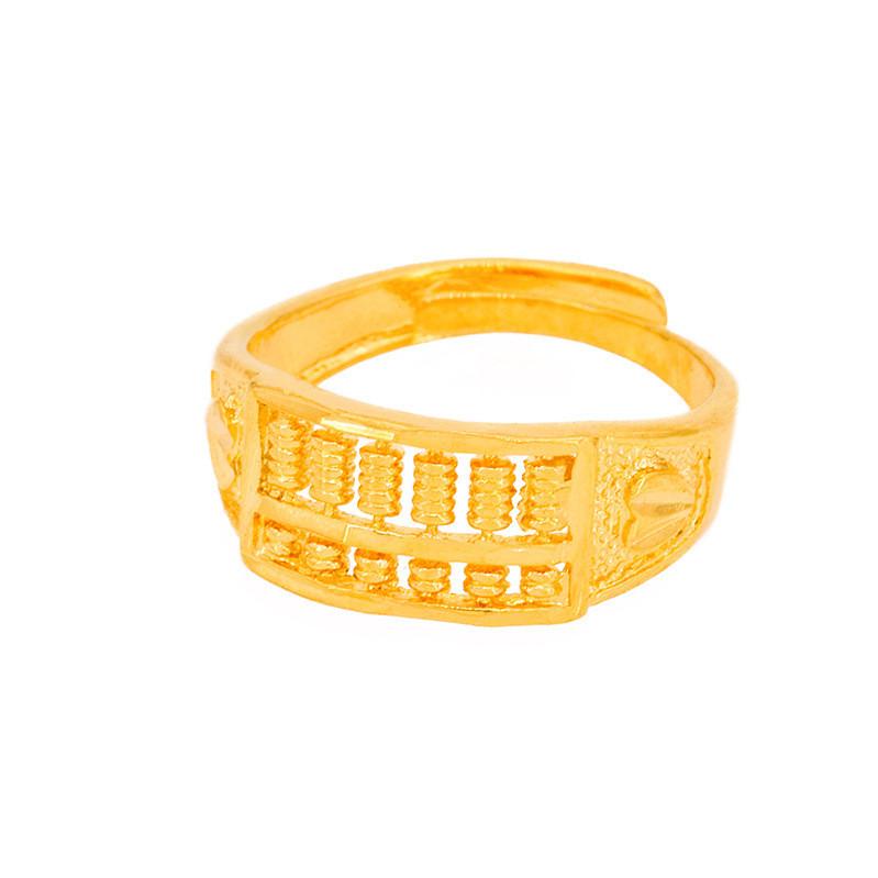 Vintage Vietnamese Sand Gold Abacus Open Ring Elegant Brass Gold Plated Jewelry Gift Women For