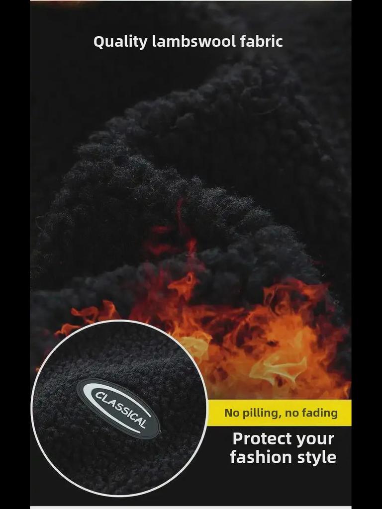 Мужская куртка из гранулированного флиса с воротником-стойкой: Осенне-зимнее модное пальто из овечьей шерсти, плотная повседневная мода.