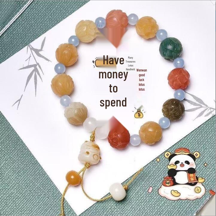 Прозрачный браслет из бусин «Лотос»: Ювелирные изделия в китайском стиле, легкая роскошь, универсальные, для женщин