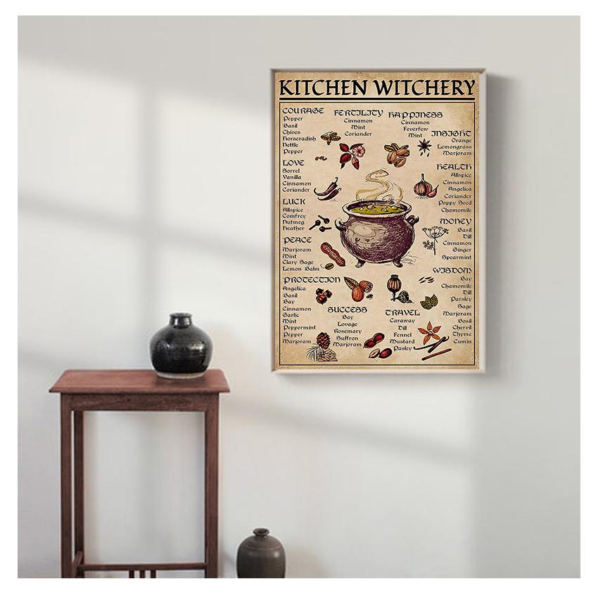 Funny Posters Prints Decoration Canvas Wall Pictures Home Decor Witches Magic Knowledge Art Painting Gifts Kitchen Witchery