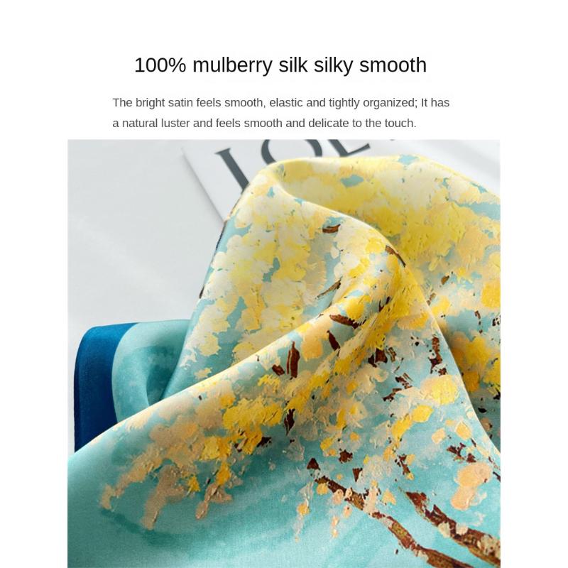 53*53cm Square Silk Scarf Women's Fashion Printed Small Neck Scarf Office Women's Hair Belt Folar Handkerchief Women's Handkerchief Scarf
