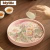 Embossed Gold-stamped Peony Tea Tray Cake Rack Coffee Storage Board Teapot Stove Insulation Dishes For Serving Chinese Tea Set
