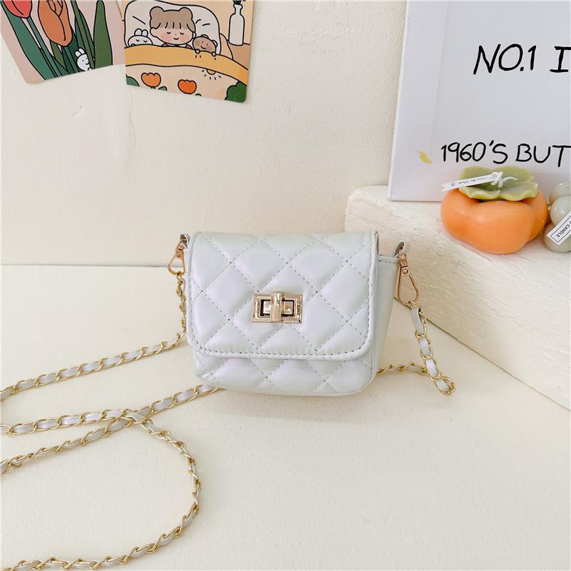 Chic Korean Style Girls Crossbody Bag Fashionable Quilted Chain Shoulder Bag For Toddlers